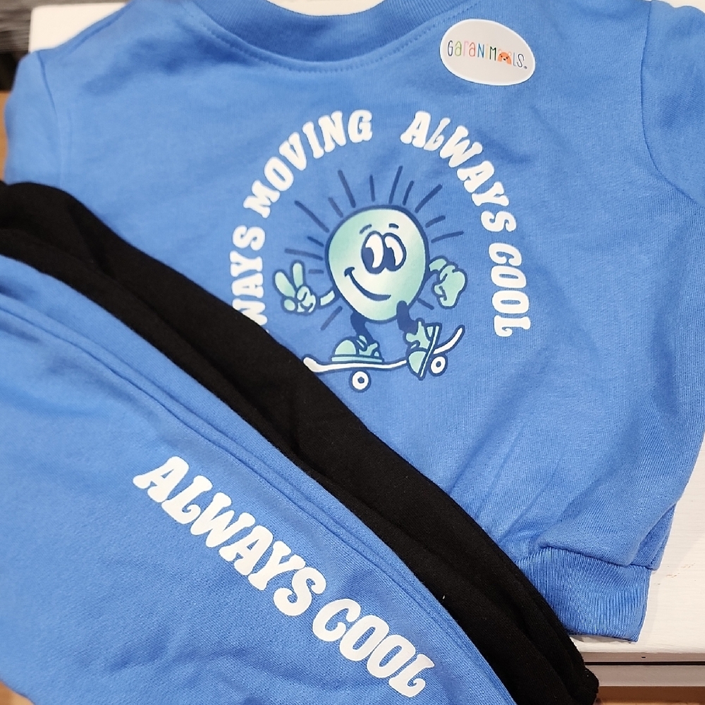 Garanimals:  6 to 9 months...1 sweatshirt, 2 pants